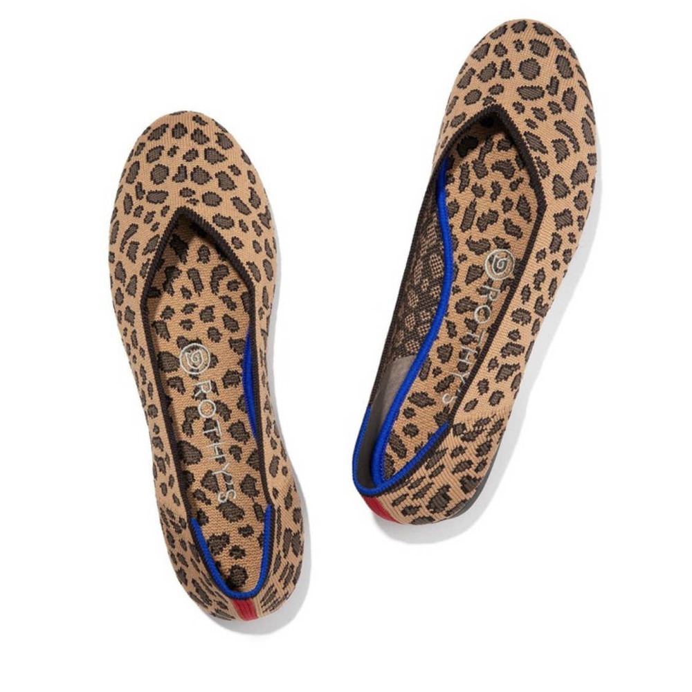 Rothy's Women's Tan Leopard Spotted Print Round Toe Flats Size 8